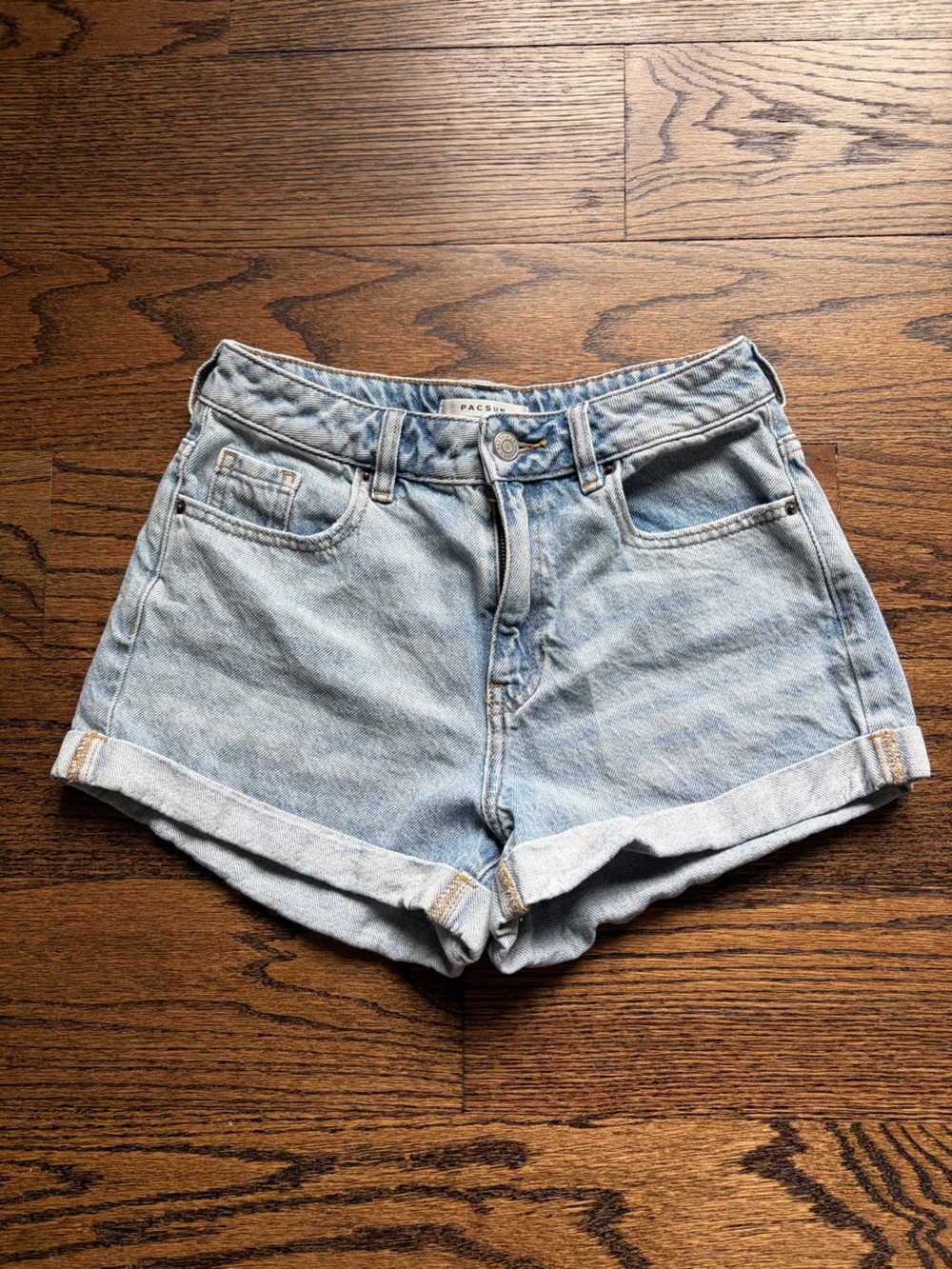 PacSun Light Wash Denim Roll-Cuff Women's Shorts